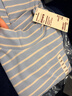 MUJI 大童 起毛 高領(lǐng)長(cháng)袖T恤 童裝打底衫秋衣兒童 25年冬季 CB1P8A5A 煙熏藍色條紋 140 /68A 曬單實(shí)拍圖