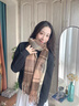 恒源祥美拉德圍巾情侶男女2024新款秋冬季韓版百搭格子學(xué)生圍脖保暖穿搭 卡其色 曬單實(shí)拍圖