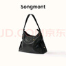 Songmont【李娜同款】山下有松循跡系列hobo包植鞣牛皮斜挎軟包 煙墨黑 中號 預售12天 曬單實(shí)拍圖