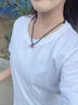 君念玉黑曜石好運珠項鏈草莓晶鎖骨鏈女男新款夏黑繩水晶吊墜頸鏈 11mm草莓晶項鏈 曬單實(shí)拍圖