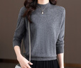 恒源祥精紡超細(xì)100%純羊毛打底衫女春秋冬半高領(lǐng)薄款內(nèi)搭針織毛衣 深灰色 S 85-95斤 曬單實(shí)拍圖