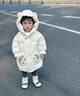 G.DUCKKIDS小黃鴨童裝女童羽絨服2024新款洋氣冬季女寶寶加厚中長款兒童冬裝 米白 100 建議2~3歲【 90-100cm】cm 曬單實拍圖