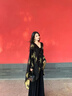 爾山集中國風(fēng)外搭旗袍披肩女秋季2025新款新中式復古斗篷民族風(fēng)旅游披風(fēng) 銀杏葉-黑色披肩 曬單實(shí)拍圖