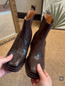 Ehangy真皮切爾西靴顯腳小短靴女2026新款法式粗跟高跟鞋復古做舊馬丁靴 深棕色(絨里) 【真皮】 37 【標準尺碼】 曬單實(shí)拍圖
