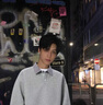 WASSUP HERMU官方polo領(lǐng)衛衣男秋冬季美式復古格子寬松學(xué)院風(fēng)假兩件長(cháng)袖T恤 藏青色 XL （推薦130-150斤） 曬單實(shí)拍圖