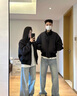 WASSUP HERMU官方外套男春秋季cleanfit松弛感美式飛行夾克學(xué)生立領(lǐng)螺紋棒球服 藏青色 XL （推薦135-150斤） 曬單實(shí)拍圖