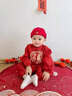 G.DUCKKIDS小黃鴨一周歲禮服男女寶寶抓周百天滿(mǎn)月嬰幼兒中國風(fēng)唐裝兒童漢服 紅色 80 尺碼建議9-12個(gè)月cm 曬單實(shí)拍圖