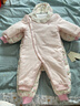 戴維貝拉（DAVE＆BELLA）新生兒夾棉連體衣女寶寶百天衣服冬裝新款初生嬰兒外出服幼童爬服 粉底印花【現貨】 73cm （建議身高66-73cm） 曬單實(shí)拍圖