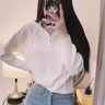翊尚美連帽針織衫女秋冬季新款外套寬松打底毛衣女長袖小個(gè)子秋裝打底衫 米白色 均碼 【推薦80-140斤】 曬單實(shí)拍圖