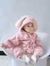 G.DUCKKIDS童裝嬰兒棉服外出冬季新款新生兒連體衣加絨加厚襖子男女寶寶連帽 粉色 80 尺碼7-11月(建議寶寶75-85cm) 曬單實(shí)拍圖