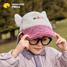 lemonkid兒童帽子雙帽檐兩用冬加厚寶寶小孩保暖防風(fēng)鴨舌帽 天竺粉紫 S 曬單實(shí)拍圖