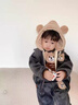 迪士尼寶寶男寶寶冬裝加絨加厚三件套小孩衣服冬天嬰兒保暖套裝洋氣一歲童裝 灰色兔毛熊三件套 加絨 90 曬單實(shí)拍圖
