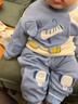 G.DUCKKIDS男童春裝小童嬰兒套裝嬰幼兒分體兩件套春秋一歲兒童寶寶開(kāi)春衣服 大象套裝淺藍色（春秋款） 90 適合身高80-85cm 曬單實(shí)拍圖