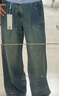 森馬（Semir）牛仔褲女純棉寬松闊腿褲顯瘦潮流秋季松弛感打褶長(cháng)褲腰帶復古 牛仔黃泥染80325 M 曬單實(shí)拍圖