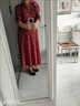 恒源祥（HYX）2024春秋新款碎花連衣裙長(cháng)袖女中年高貴氣質(zhì)秋冬媽i媽長(cháng)裙子 紅色 2XL(建議120-130斤) 曬單實(shí)拍圖