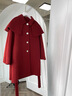 Markos國際品牌冬季2025新款時(shí)尚白色斗篷雙面羊毛大衣女中長(cháng)款收腰呢子 胭脂紅 S [89-105斤之間] 曬單實(shí)拍圖