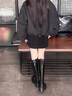 Ehangy女鞋真皮長(cháng)筒靴女2025秋冬新款騎士靴黑色厚底加絨高筒靴子長(cháng)靴女 黑色 真皮 37 曬單實(shí)拍圖