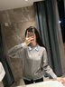 NAOTIEA納奧蒂爾小帆船紅色本命年針織開衫女2025春秋翻領(lǐng)毛衣襯衫外套 雅致灰【翻領(lǐng)】 XL 曬單實拍圖