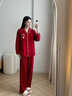 黛姿馨睡衣結婚新婚情侶套裝春秋款萊卡棉長(cháng)袖喜慶婚慶本命年酒紅家居服 MC25039情侶套裝一對 M 女+男L 曬單實(shí)拍圖