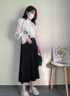 Khwfjas國際一線(xiàn)品牌高腰半身裙女2025秋季新款大碼遮肚子顯瘦中長(cháng)款傘裙 黑色(春秋款) L /28 推薦105-115斤 曬單實(shí)拍圖