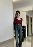 柯蘭娜毛衣方領(lǐng)打底衫長(cháng)袖上衣女士T恤內搭秋冬緊身顯瘦洋氣百搭針織衫 酒紅色 均碼 【推薦體重80-130斤】 曬單實(shí)拍圖