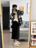 蝶嬌諾（DIEJIAONUO）小香風連衣裙子秋季女裝鹽系穿搭女套裝純欲風御姐氣質(zhì)女神范顯瘦 外套+黑色長袖內(nèi)搭+皮裙+腰帶 S 曬單實拍圖