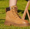 駱駝（CAMEL）大黃靴女都市戶外系帶工裝靴馬丁靴 L23W307016R 黃棕（絨里） 35 曬單實(shí)拍圖