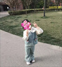 G.DUCKKIDS小黃鴨童裝女童牛仔套裝2025新款兒童洋氣春秋裝寶寶娃娃衫三件套 藍色三件套 100 (建議90-98cm 2-3周歲） 曬單實(shí)拍圖