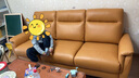 NITORI宜得利家居 家具 美拉德皮質(zhì)實(shí)木沙發(fā)3人位皮沙發(fā) KF018 中棕 曬單實(shí)拍圖