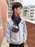 viney男士圍巾秋冬季2025新款韓版圍脖冬天加厚保暖圍巾送男友老公禮物 黑灰-高端禮盒裝 曬單實(shí)拍圖