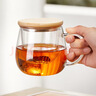 憶壺茶（YIHUTEA）玻璃杯加厚耐高溫泡茶杯茶水分離過(guò)濾喝水杯子男士帶蓋辦公花茶杯 【竹木平蓋】茗悅杯400ML 曬單實(shí)拍圖