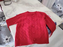 皮爾卡丹（pierre cardin）針織開(kāi)衫女秋冬2025年新款女士毛衣外搭寬松短款上衣加厚麻花外套 4212紅色 L 曬單實(shí)拍圖
