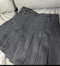 紫涵（ZIHAN）紫涵短款高腰百褶裙女2024冬季新款甜美學(xué)院風(fēng)簡約修身顯瘦A字裙 灰色 S 曬單實(shí)拍圖