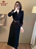 俞兆林法式赫本風(fēng)氣質(zhì)黑色長(cháng)袖襯衫連衣裙女秋冬大碼胖mm收腰顯瘦長(cháng)裙子 黑色（知性風(fēng)） XL 【建議體重120-140斤】 曬單實(shí)拍圖