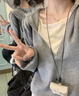 三彩2025冬季新款假兩件針織衫長袖簡約套頭衫上衣寬松F 藏青色 S 155/80A 曬單實(shí)拍圖