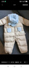 戴維貝拉（DAVE＆BELLA）百天寶寶衣服新生兒羽絨連體衣嬰兒爬服冬裝新款三防男寶哈衣 卡其色【現貨】 90cm （建議身高80-90cm） 曬單實(shí)拍圖