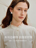 茵曼純棉府綢法式立領(lǐng)花邊襯衫2025秋女裝新款長袖上衣 米杏色 M 曬單實(shí)拍圖