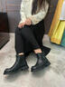 蜘蛛王女鞋切爾西女靴2026秋冬季新款真皮煙筒靴女士舒適軟皮短靴子女款 黑色【雙層牛皮鞋】 37 (235mm) 【假一罰十】 曬單實(shí)拍圖