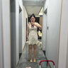 UR2025夏季新款女裝法式波點(diǎn)修身系帶荷葉邊連衣裙UWG750165 曬單實(shí)拍圖