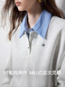 初語(yǔ)拼接假兩件襯衫衛衣女25春秋新款知識分子時(shí)尚polo領(lǐng)上衣情侶 銀花灰 M 曬單實(shí)拍圖