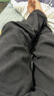Homlean美式復(fù)古微喇牛仔褲寬松闊腿直筒潮流休閑褲ZW697黑色L 曬單實(shí)拍圖