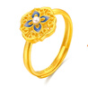 夢(mèng)金園新年禮物 黃金戒指青花古韻指環(huán)送老婆生日禮物 曬單實(shí)拍圖