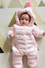 G.duck嬰兒羽絨服連體衣女寶寶外出哈衣秋冬季新生幼兒衣服抱衣爬爬服 碎花羽絨服+送手腳套 100 cm 適合16-24個(gè)月 曬單實(shí)拍圖