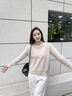 施洛瀾2025秋冬裝新款半高領(lǐng)毛衣女加絨加厚寬松內搭針織打底衫上衣外穿 米色 均碼 建議80-135斤 曬單實(shí)拍圖