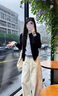 艾珠兒（Aizhuer）休閑褲女裝2025秋季學(xué)院小香風(fēng)針織開(kāi)衫褲子女韓系穿搭一整套裝 藍色假兩件上衣+褲子 M 曬單實(shí)拍圖