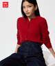 優(yōu)衣庫女裝紐花圓領(lǐng)針織開(kāi)衫/毛衣外套空調衫通勤秋冬新款481477 16 紅色 XL 曬單實(shí)拍圖