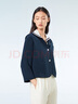 OVV2023春夏新款女裝精致圓領(lǐng)七分袖桑蠶絲短款休閑夾克外套 藏青（凈色）25 M 曬單實(shí)拍圖