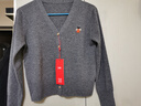 千柏年100%羊毛V領(lǐng)小香風(fēng)開(kāi)衫秋冬新款女萌趣毛衣短外套氣質(zhì)灰M 曬單實(shí)拍圖