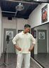 MUSCLE DOG肌肉狗POLO長(cháng)袖T恤男2025秋季新品美式純色寬松運動(dòng)訓練健身上衣 米白色 XL 曬單實(shí)拍圖