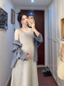 革曼孕婦裝套裝秋季2025韓版慵懶風(fēng)春秋襯衫孕婦連衣裙兩件套背心長(cháng)裙 淺灰吊帶裙 XL 曬單實(shí)拍圖